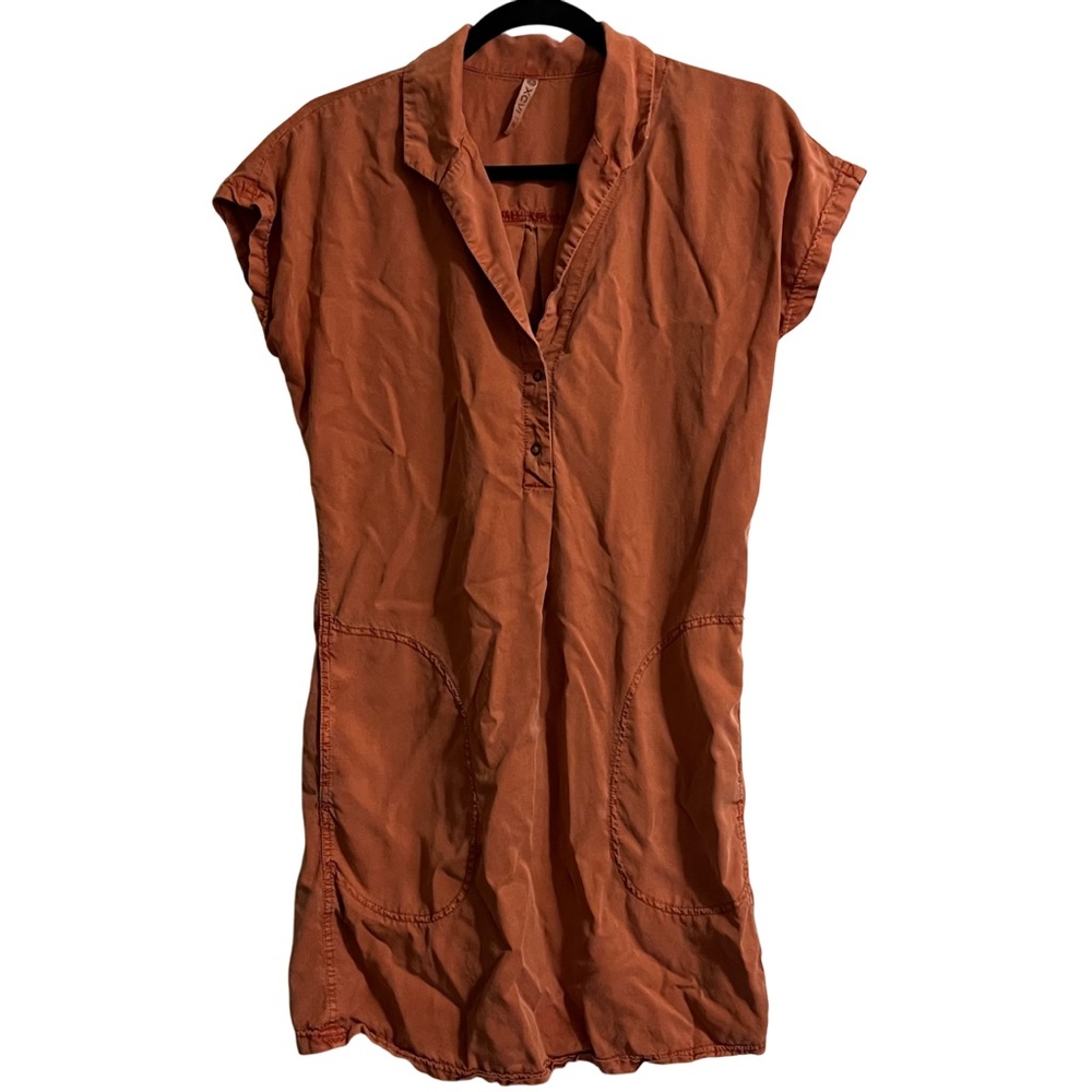 XCVI Burnt Orange Wearables Wilton Short Sleeve Shift Dress Size XS